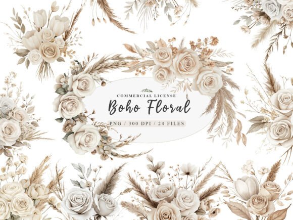 Download Watercolor White Boho Wedding Floral Png - Premium Resources